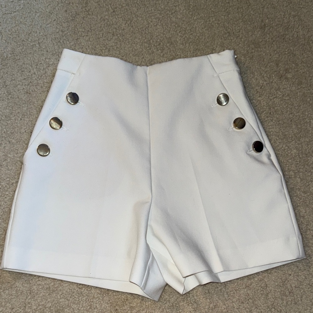 Zara White High Waist Shorts